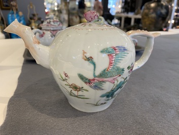 Five Chinese famille rose and Imari-style teapots and covers, Yongzheng/Qianlong