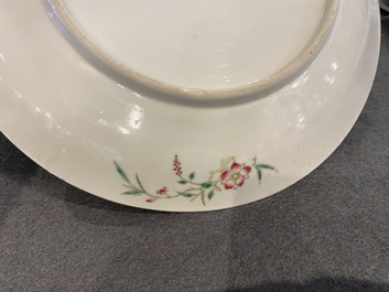 Two Chinese famille rose '100 boys' and floral subject plates, Guangxu and Qianlong marks, 19th C.