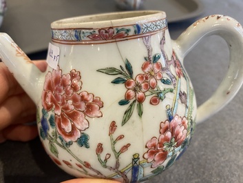 Five Chinese famille rose and Imari-style teapots and covers, Yongzheng/Qianlong