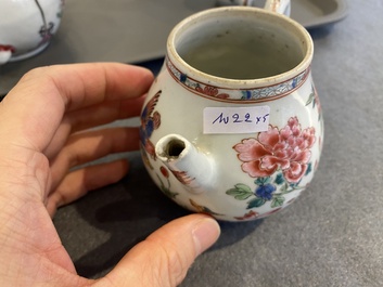 Five Chinese famille rose and Imari-style teapots and covers, Yongzheng/Qianlong