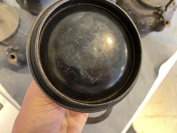 Six Japanese cast iron 'tetsubin' kettles, Meiji, 19/20th C.