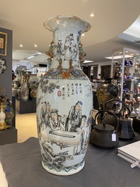 A Chinese qianjiang cai vase, signed He Minggu 何明谷, dated 1934