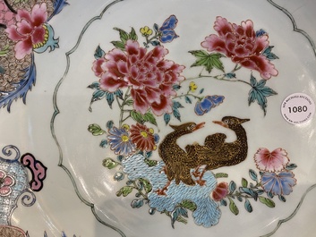 A Chinese famille rose 'mandarin ducks' dish, Qianlong