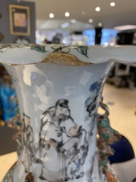 A Chinese qianjiang cai vase, signed He Minggu 何明谷, dated 1934