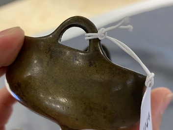 Three Chinese bronze censers and a silver-inlaid bronze vase, Qing