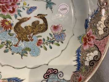 A Chinese famille rose 'mandarin ducks' dish, Qianlong
