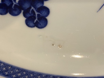 A large Chinese blue and white dish with a fine landscape, Qianlong
