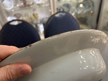 A rare large deep Chinese famille rose dish with fine figurative design, Yongzheng