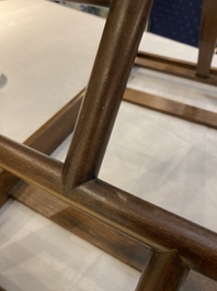 A Chinese foldable huali wooden book stand with brass mounts, Qing