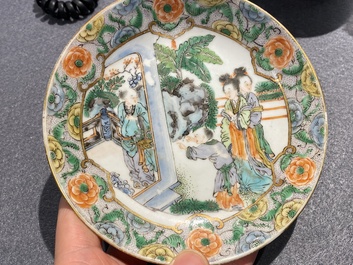 17 pieces from a Chinese Canton famille verte tea service, 19th C.