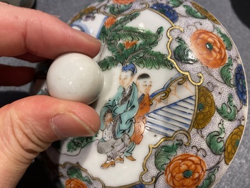 17 pieces from a Chinese Canton famille verte tea service, 19th C.