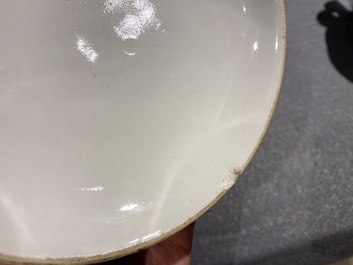 17 pieces from a Chinese Canton famille verte tea service, 19th C.