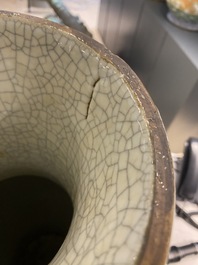 A Chinese grey-ground Nanking 'dragon' vase, Chenghua mark, 19th C.