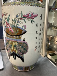 Two Chinese famille rose vases, 19th C.