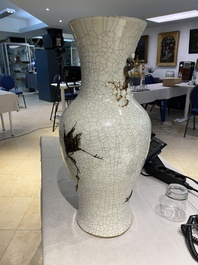 A Chinese grey-ground Nanking 'dragon' vase, Chenghua mark, 19th C.