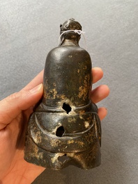 Bouddha en bronze dor&eacute; et laqu&eacute;, Sino-Tibet, fin Ming ou d&eacute;but Qing