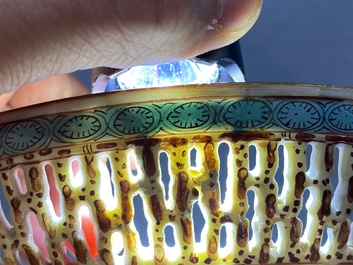 A Chinese famille rose dish with reticulated border, Qianlong
