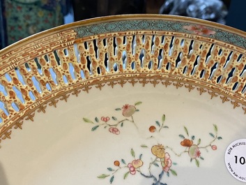 A Chinese famille rose dish with reticulated border, Qianlong