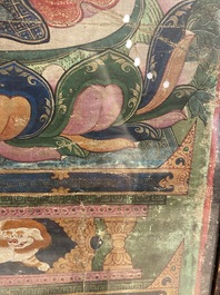 Thangka figurant Tara Verte, Tibet, 17&egrave;me