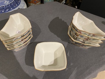 Service &agrave; mendiants en porcelaine de Chine famille rose, 19&egrave;me