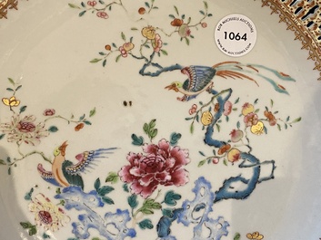A Chinese famille rose dish with reticulated border, Qianlong