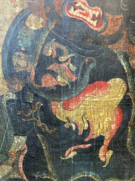 Thangka figurant Mahakala, Sino-Tibet, probablement 19&egrave;me