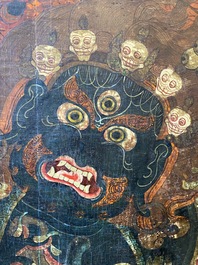 Thangka figurant Mahakala, Sino-Tibet, probablement 19&egrave;me