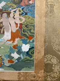Twee thangka's met Shakyamuni Boeddha, Tibet, 20e eeuw