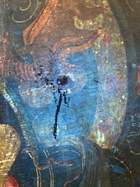 Thangka figurant Mahakala, Sino-Tibet, probablement 19&egrave;me