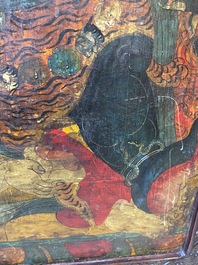 Thangka figurant Mahakala, Sino-Tibet, probablement 19&egrave;me