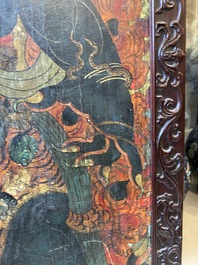 Thangka figurant Mahakala, Sino-Tibet, probablement 19&egrave;me