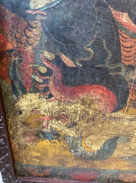 Thangka figurant Mahakala, Sino-Tibet, probablement 19&egrave;me