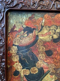 Thangka figurant Mahakala, Sino-Tibet, probablement 19&egrave;me