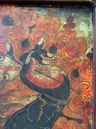 Thangka figurant Mahakala, Sino-Tibet, probablement 19&egrave;me