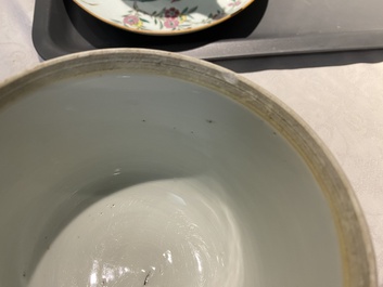 Six Chinese blue and white and famille rose porcelain wares, Kangxi and later