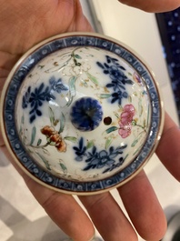 Six Chinese blue and white and famille rose porcelain wares, Kangxi and later