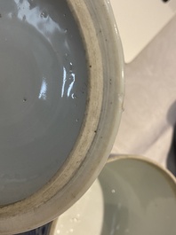 Six Chinese blue and white and famille rose porcelain wares, Kangxi and later