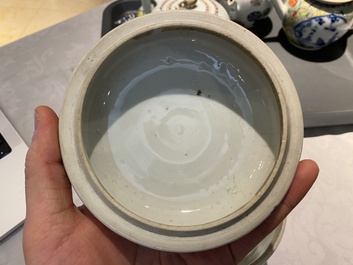 Six Chinese blue and white and famille rose porcelain wares, Kangxi and later