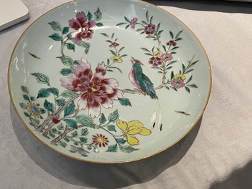 Six Chinese blue and white and famille rose porcelain wares, Kangxi and later