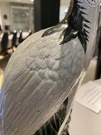 A pair of large Chinese white cranes, Qing
