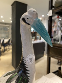 A pair of large Chinese white cranes, Qing