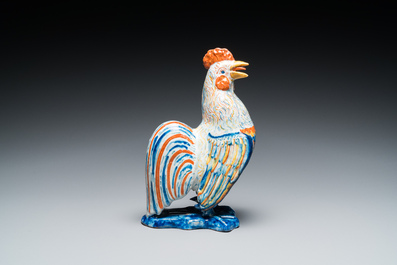 Mod&egrave;le d'un coq en fa&iuml;ence polychrome de Delft, 18&egrave;me