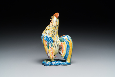 Mod&egrave;le d'un coq en fa&iuml;ence polychrome de Delft, 18&egrave;me