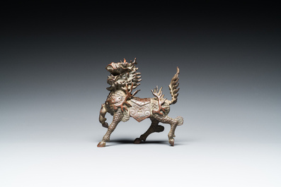 Een Chinese bronzen qilin, wellicht Kangxi