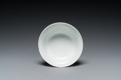 A Chinese famille rose semi-eggshell bowl with two quails, Yongzheng