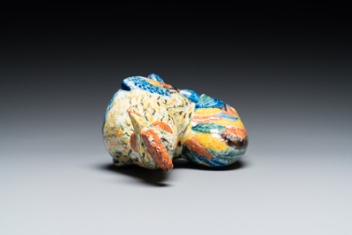 Mod&egrave;le d'un coq en fa&iuml;ence polychrome de Delft, 18&egrave;me