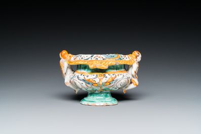 A polychrome Italian maiolica salt, Deruta, 17th C.