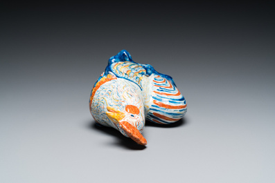 Mod&egrave;le d'un coq en fa&iuml;ence polychrome de Delft, 18&egrave;me