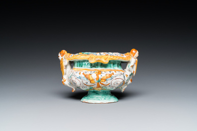 A polychrome Italian maiolica salt, Deruta, 17th C.