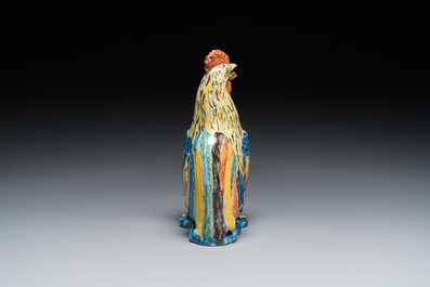 Mod&egrave;le d'un coq en fa&iuml;ence polychrome de Delft, 18&egrave;me